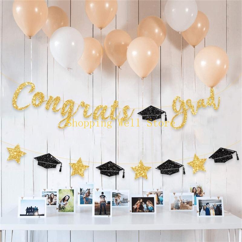 KX4B Glittering Congrats Grads Ornament Graduation Party Hanging Decoration for Class of 2025 for Decoration Celebration
