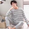 Men's Long Sleeve Pajamas Set - Spring/Autumn Style, Plus Size, Suitable for Teens and University Students, Indoor/Outdoor Wear