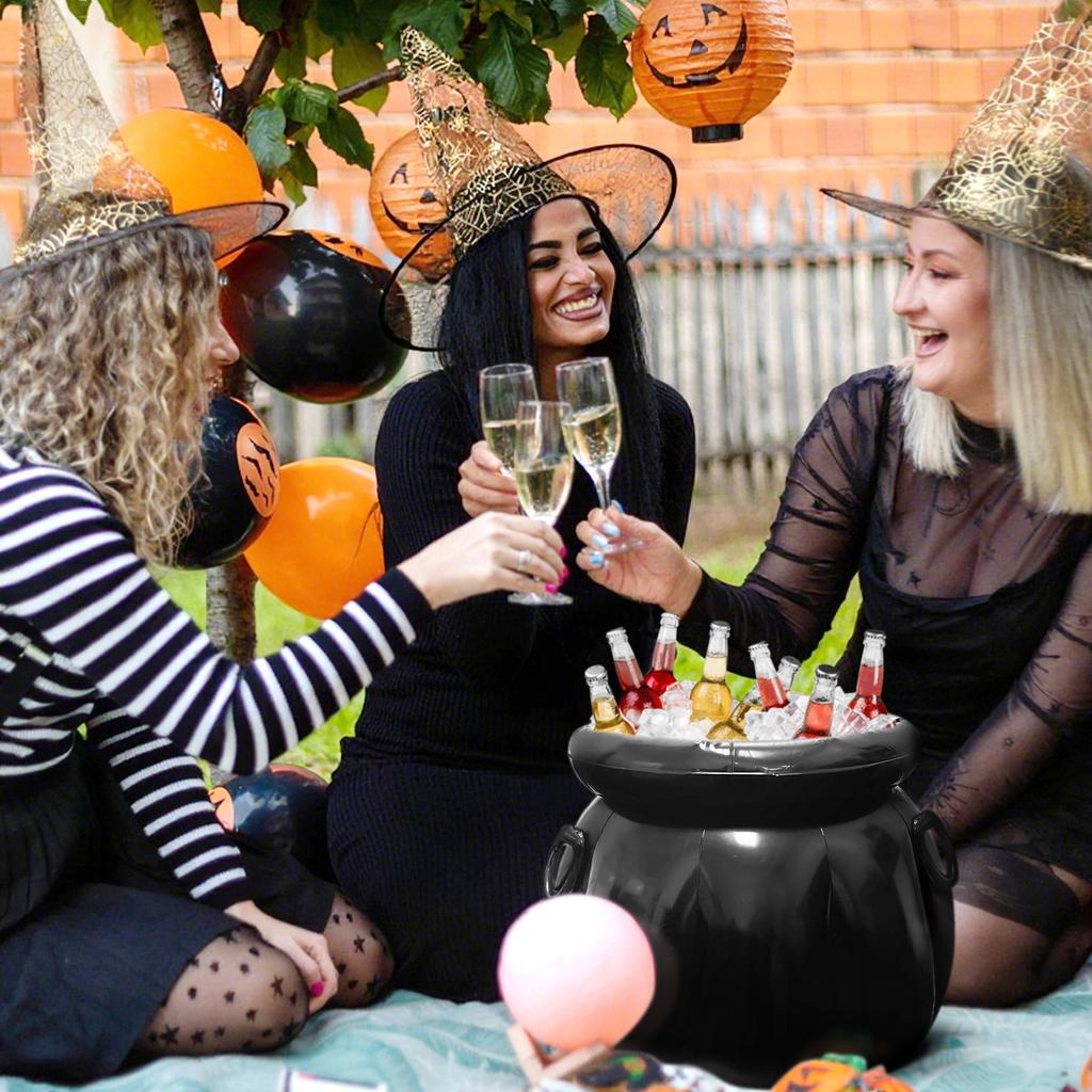 22x18 Zoll Großer Aufblasbarer Halloween Kessel Getränkekühler, St. Patrick, Getränkehalter, Süßigkeitenkessel, Hexenkessel, Partydekoration