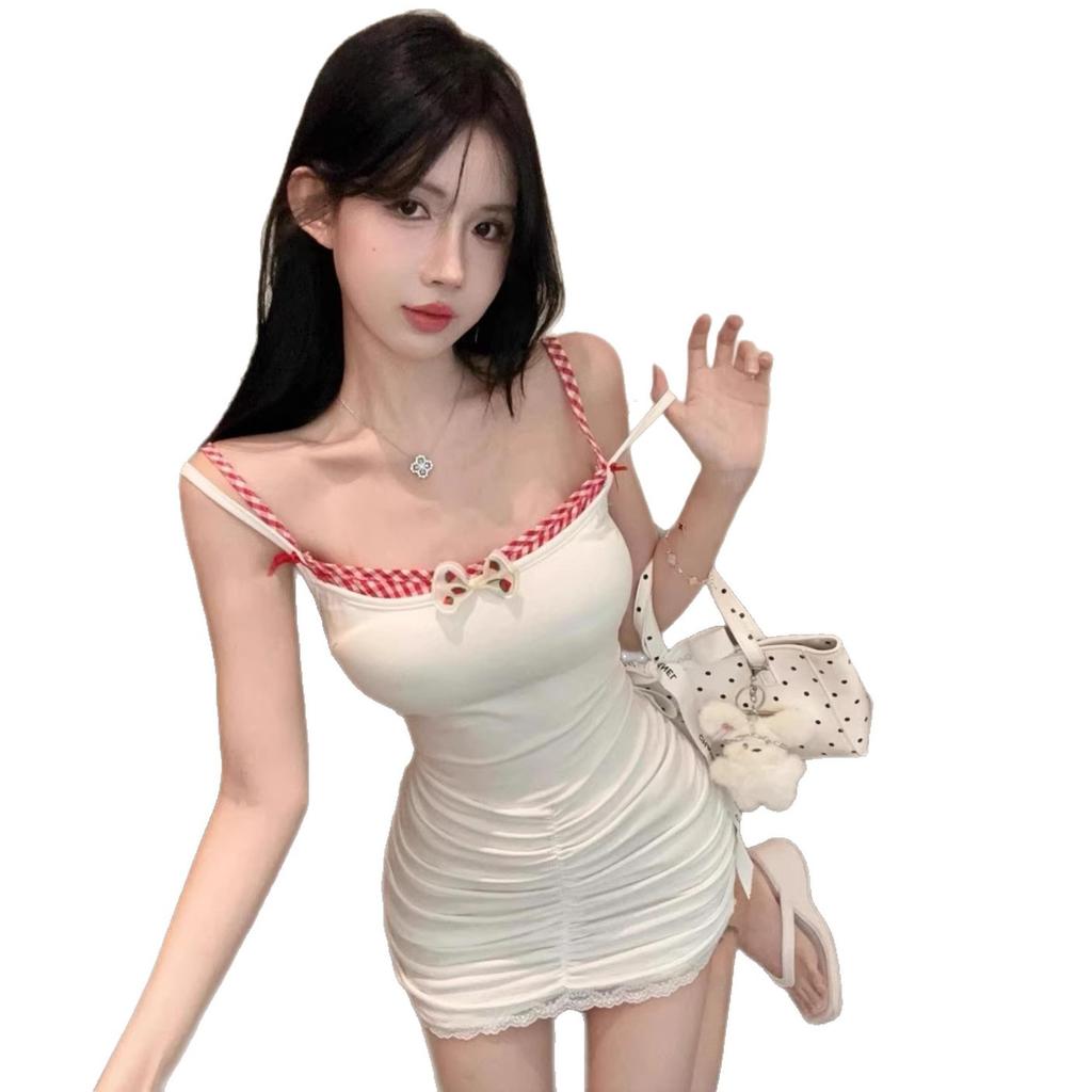 French Fake Two-piece Fish Bone Suspender Dress with Chest Pad, Spice Girl Tube Top and Hip Skirt Show a Beautiful Figure, Small Skirt