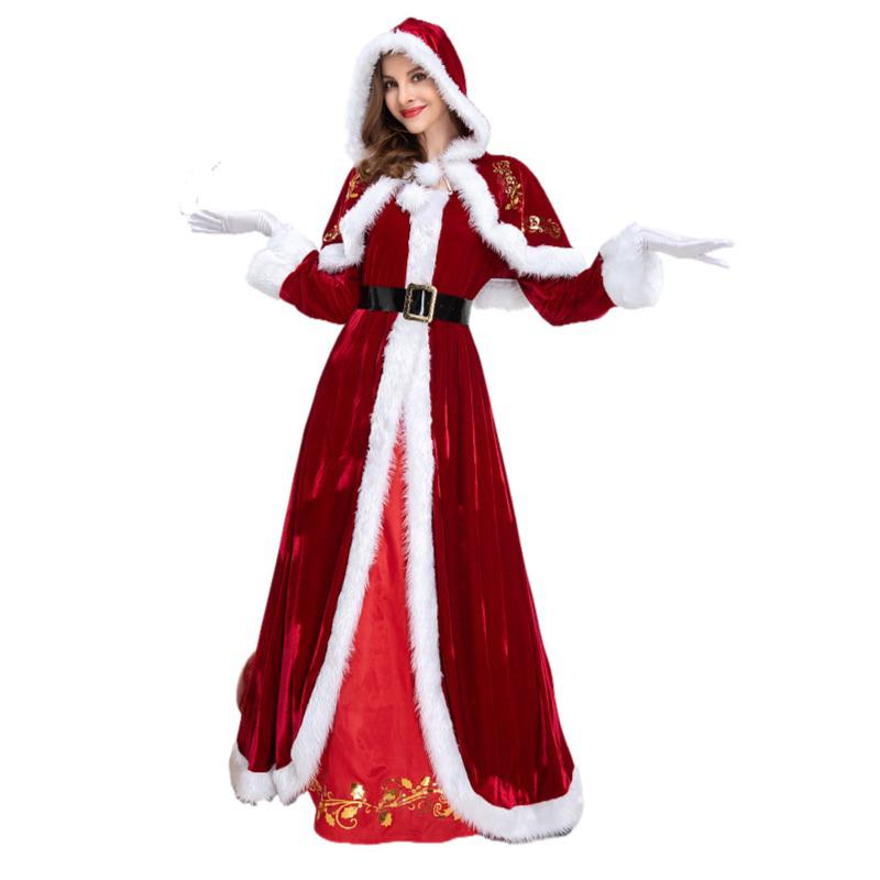 Sonderangebot: Damen V-Ausschnitt Langarm Weihnachts-Königinnenkleid - Anime-Stil
