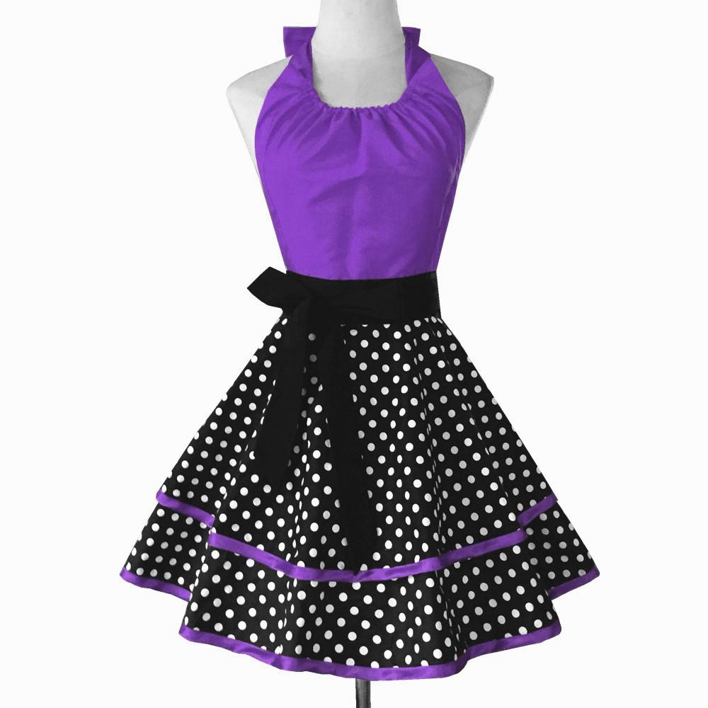 Cotton Polka Dot Print Apron Kitchen Cooking Painting Nail Art Baking Maid Work Skirt