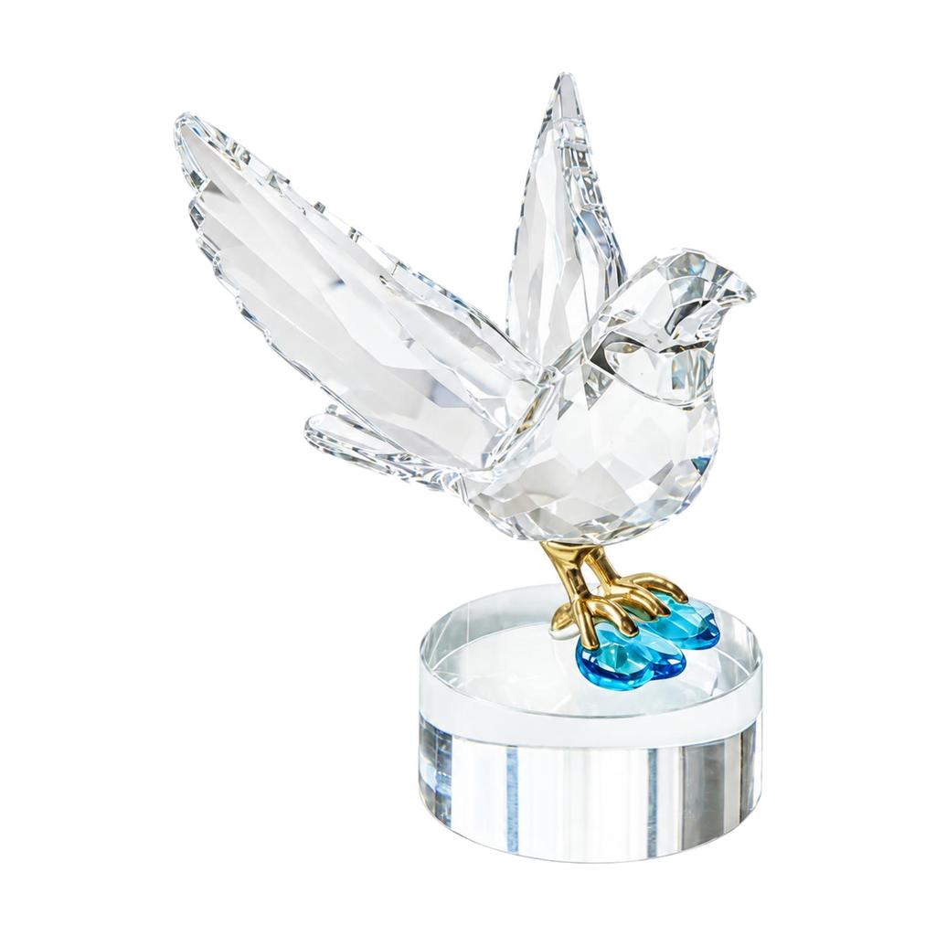 Faceted Crystal Bird Ornament Polished with Pedestal Decorative Desktop