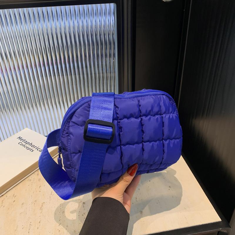 

Нагрудная сумка, клетчатая поясная сумка, японская и корейская пузырчатая сумка, модная сумка для одежды из хлопка, небольшой спортивный рюкзак через плечо для велосипеда. королевский синий