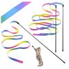 Rainbow Ribbon Cat Teaser Wand - Seven-Color Satin Strip Toy