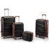 4-Piece Hardshell Luggage Set PP, Suitcase (20/24/28 Inch), 14" Cosmetic Case, Removable Wheels, Space-Saving, Lightweight & Robust Combination Lock