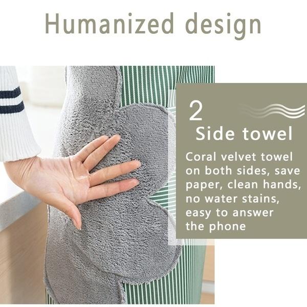 Household Wipeable Watrproof Aprons Kitchencooking Barbrcue Restaurant Women for Fashion Large Pocket Apron