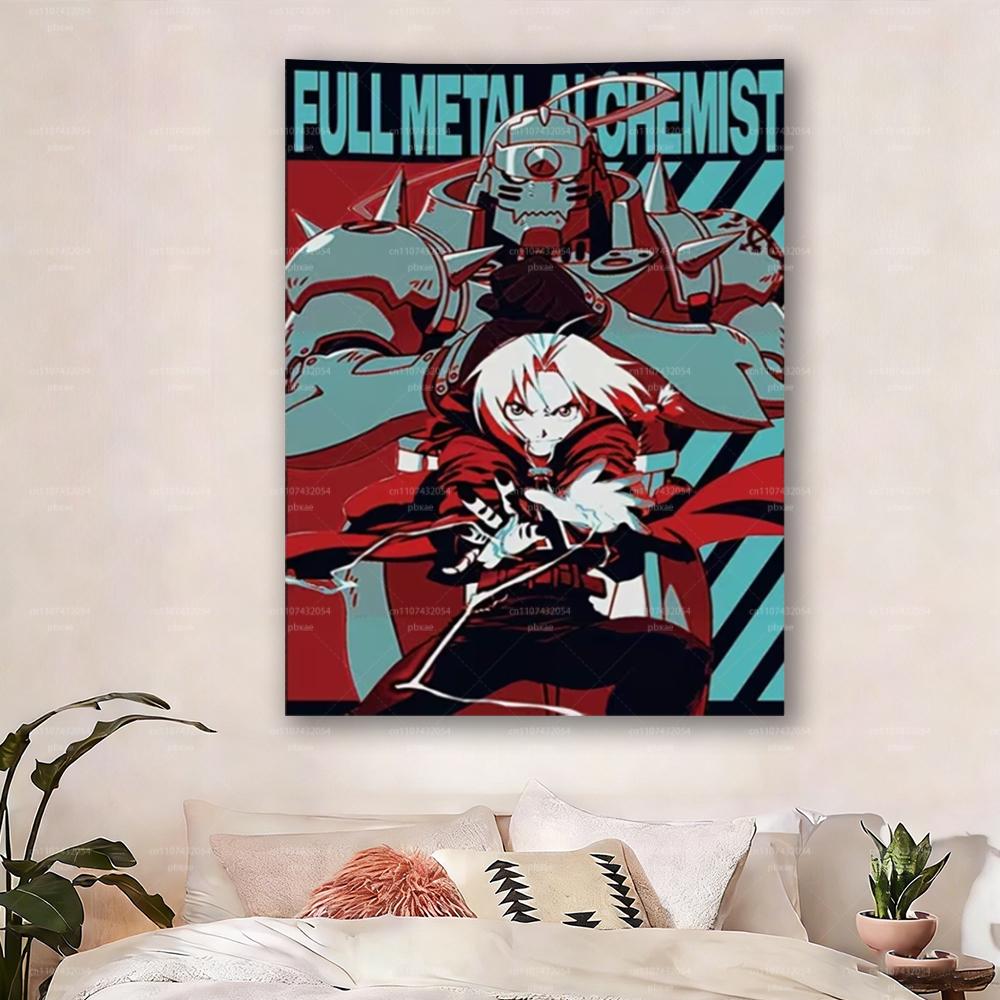 1pc Alchemist Anime Tapestry EEdward Elric Alphonse EElric Poster Wall Decor Canvas Style for Bedroom Game Room
