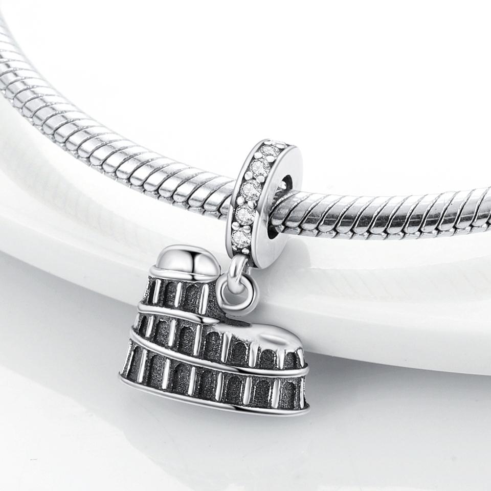 MULA 925 Silver Eiffel Tower Pendant Bead Original Travel Charms for Children's Bracelet Making Jewelry Gift with Zircon