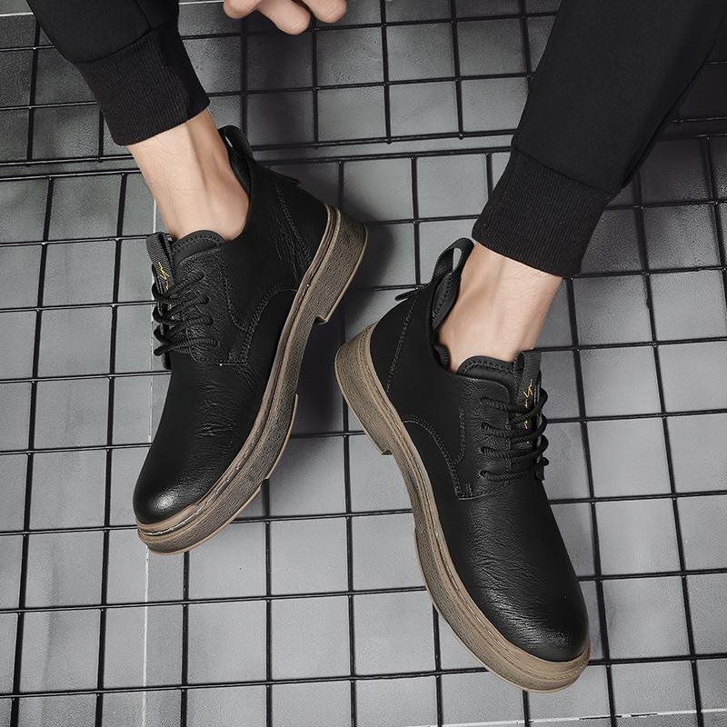 Moda Casual cadarço moda masculina sapatos de couro sapatos de cano alto negócios ao ar livre versáteis homens adultos festa à noite sapatos pretos