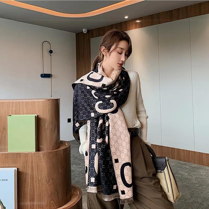 New European and American Style Autumn and Winter Versatile Warm Autumn and Winter Scarf for Women High End Imitation Cashmere Letter Shawl