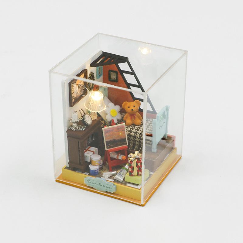 DIY Dream Bedroom Wooden Miniature Hut - Handmade Creative Toy Gift