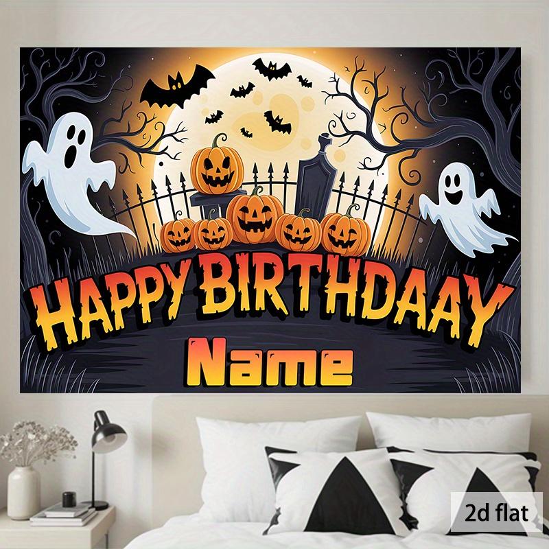 1Pcs Customizable Halloween Jack O Lanterns Bats Decoration Background Halloween Backdrop Decorations For Photo Studio Booth Party