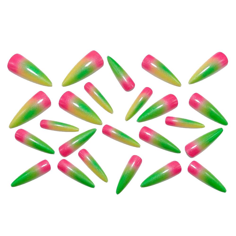 Stylish European & American Ombre Gradient Long Pointed False Nails - Multi-colored Wearable Nail Art