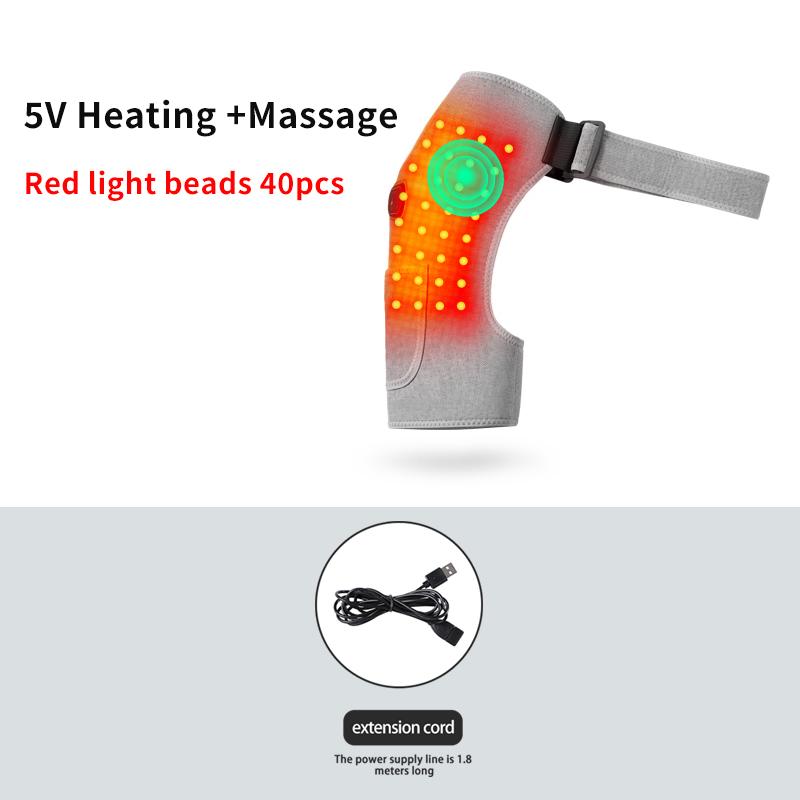 Red Light Bead Heated Single Shoulder Protector Relieves Arthritis Sore Muscle Shoulder Massage Support Adjustable Tightness