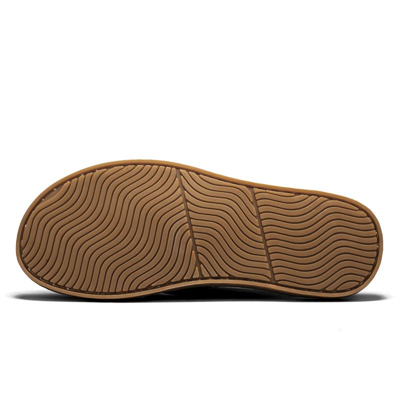 Men Slippers Handmade Simple Flats Brown Suede Sandals Summer Open Toe Beige Beach Shoes Plus Size