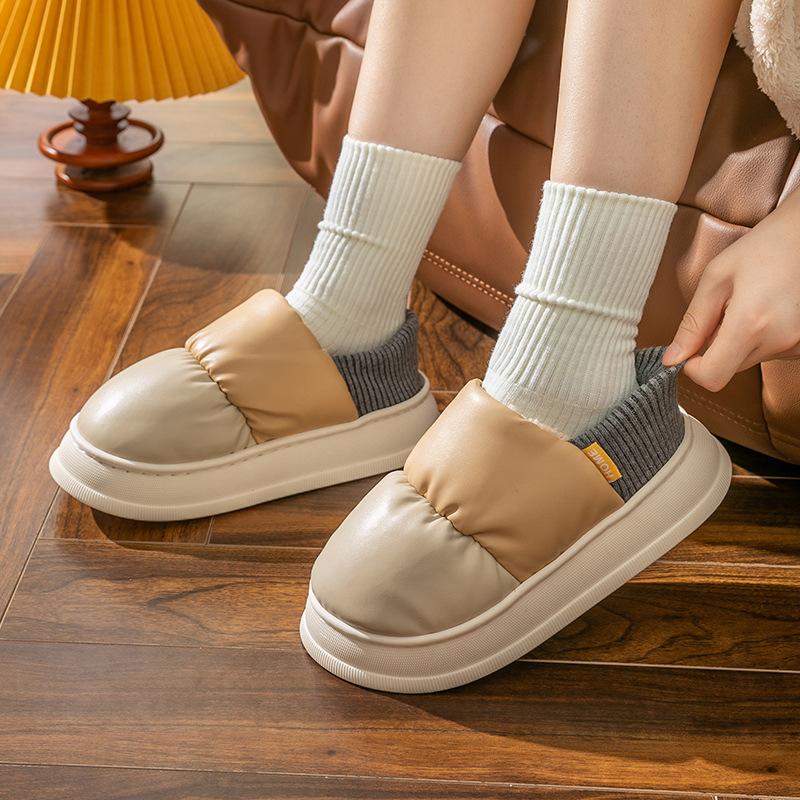 Bread cotton slipper bag and winter warm thick bottom household indoor home couple velvet confinement