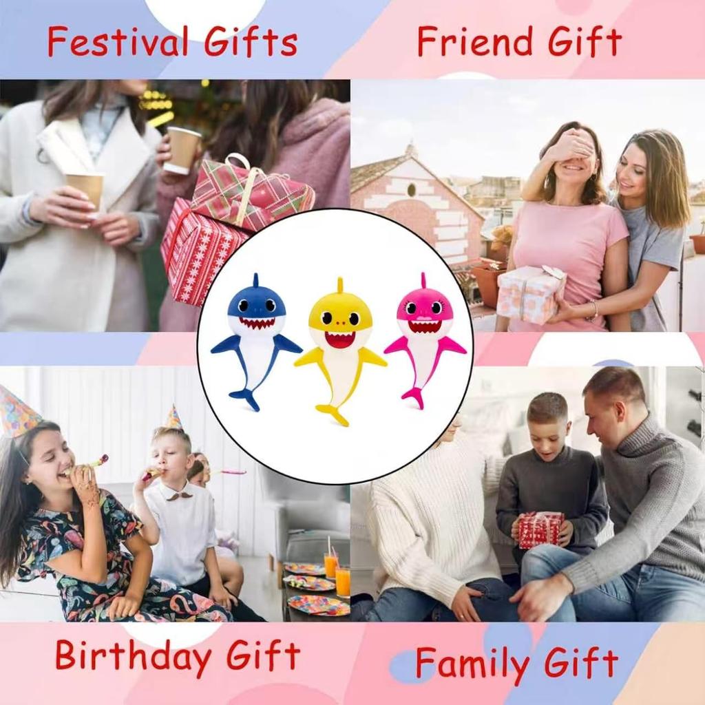 Shark Plush Toy, Soft Stuffed Animal, Kids Room Decor, Cartoon Character Design (Blue)