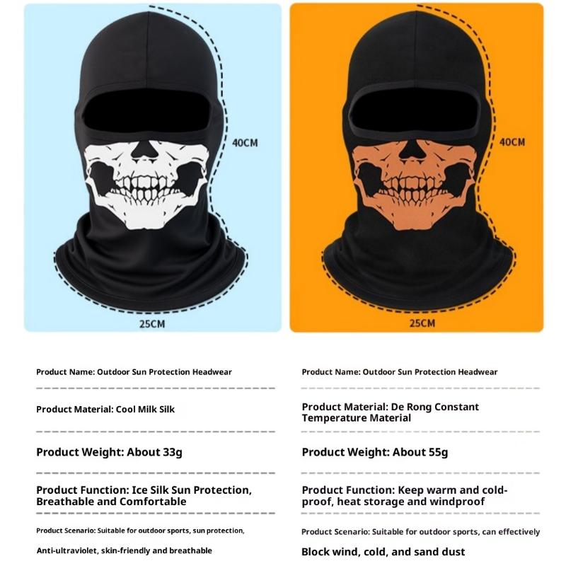 1 Stück Totenkopf-Print Motorrad Winddicht Ski Kopf Halswärmer Fahrradhelm Futter Motorrad Sturmhaube Vollgesichtsmaske