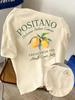 Unisex Baumwolle Atmungsaktiv Sommer Kurzarm T-Shirt Positano Italienische Amalfiküste Bedruckt Mode Lässig Rundhals Kurzarm