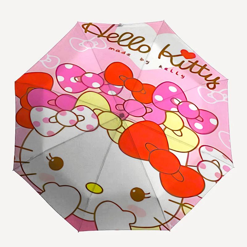 1pc Hello Kitty Automatic Opening/Closing Umbrella with Foldable Design, 8-Rib Iron Frame Outdoor Umbrella, Ideal Gift for Fans, Travelers, Everyday U