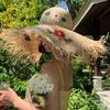 Raffia Straw Floppy Hat With Flower Details Handmade Sun Protection For Summer Beach And Garden