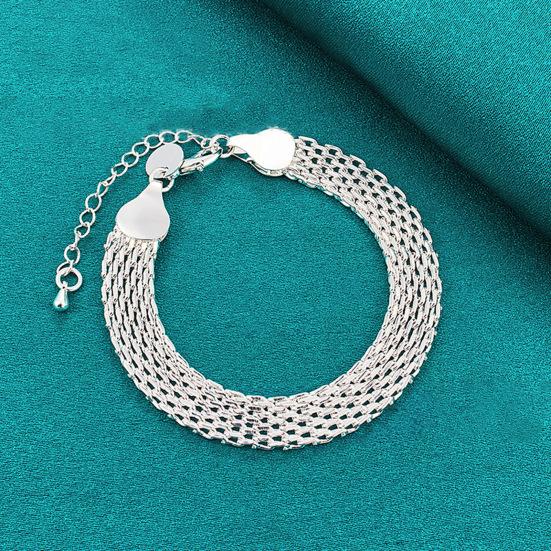Women Bracelet Adjustable Braided Hollow Out Silver Color Polished Wide Couple Bangle Daily Wear Prom Wrist Jewelry Holiday Gift