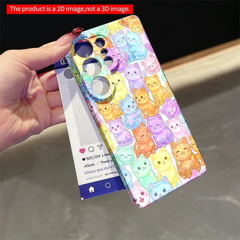 2DFlat Samsung phone case Rainbow Cats Glitter Phone Case Applicable to Galaxy S23 S24 S25ULTRA S26 A12 A14 A15 A16 A54 A55
