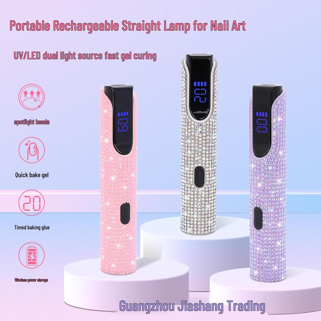 Portable Rechargeable Rhinestone Nail Art Phototherapy Lamp with Dual Light