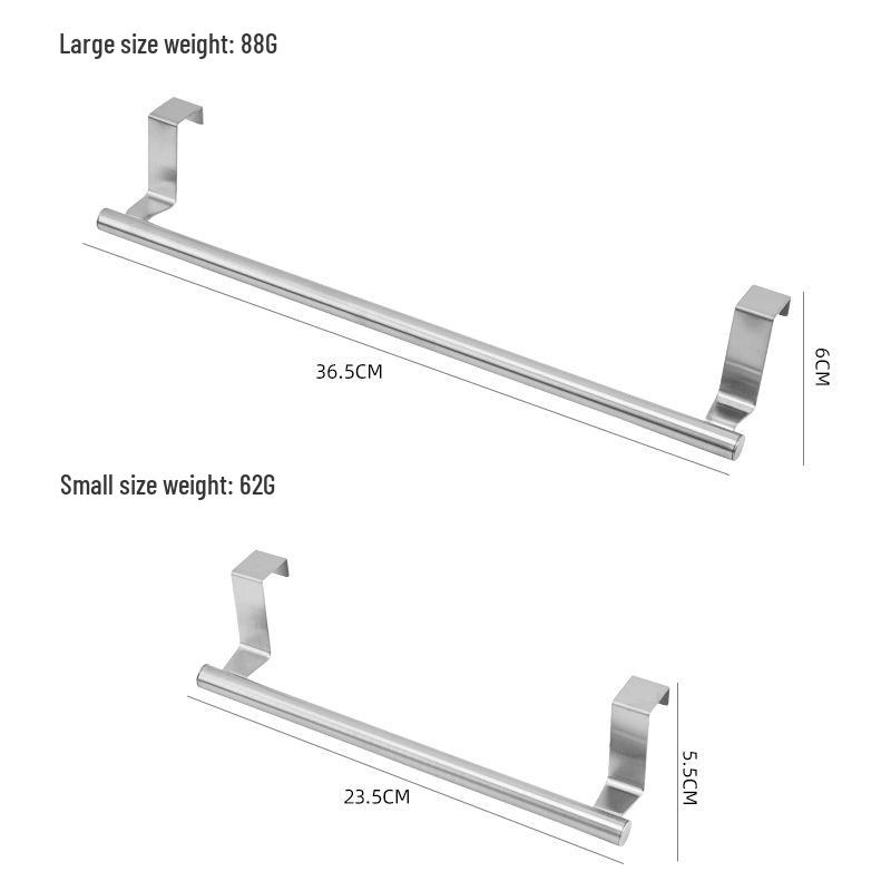 Wall-Mounted No-Drill Towel Rack, Stainless Steel Hanger for Cabinets and Doors