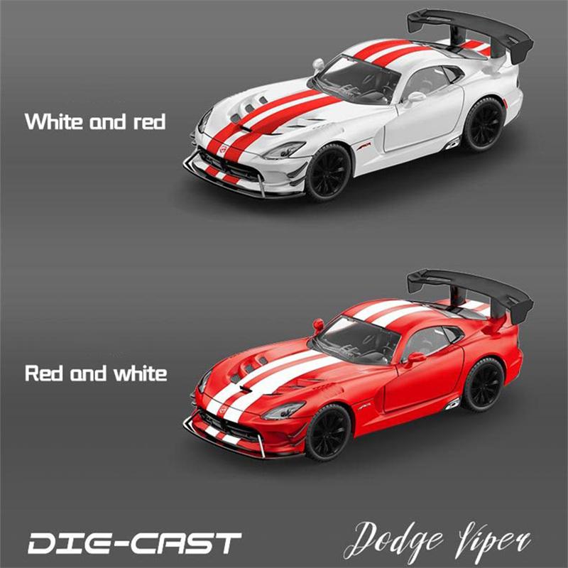1/24 Dodge Viper ACR SRT Alloy Sports Car Model Diecast Metal Track Racing Vehicles Car Model Sound and Light Childrens Toy Gift