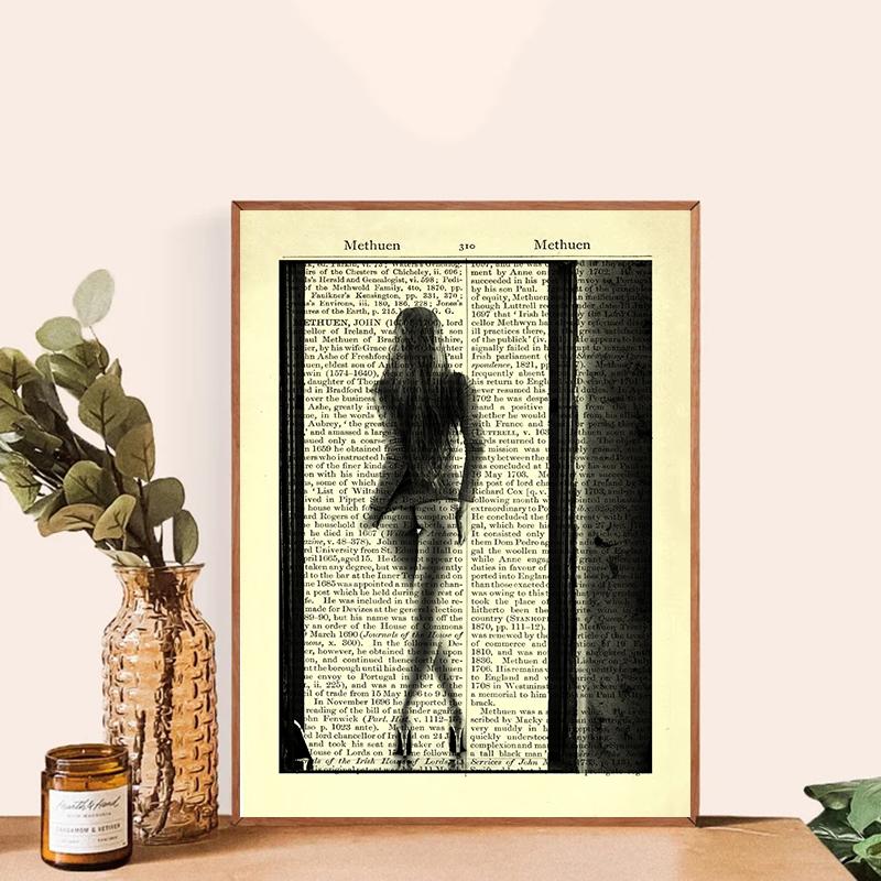 Kreative Zeichnung Vintage Zeitung Wörterbuch Poster und Drucke moderne minimalistische Stil Wand Kunst Leinwand Malerei Home Room Decor