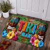Retro Wooden Tiki Bar Door Mat Hibiscus Pineapple Pattern Entrance Doormats Non-Slip Welcome Rugs Home Decor Floor Carpets