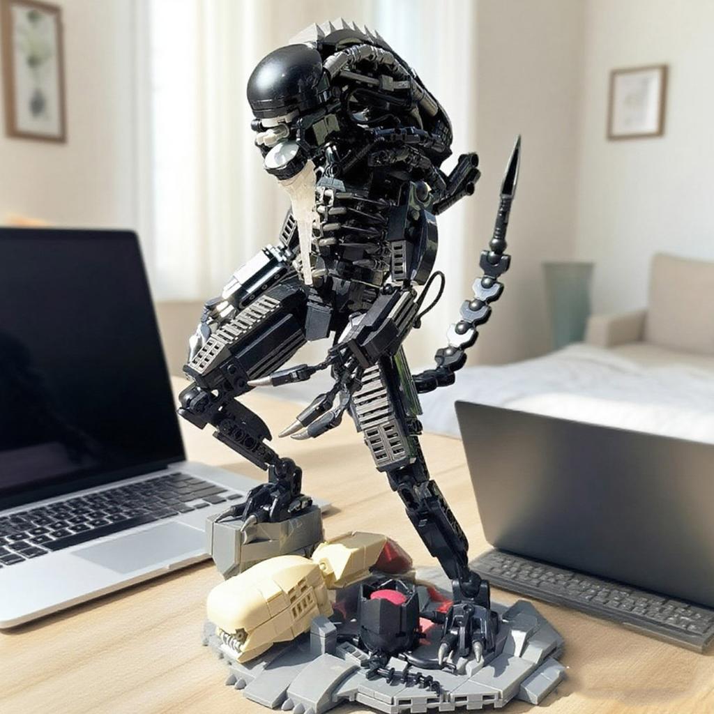 882pcs Battle Alien Building Block Xenomorph Star Beast New Year Christmas creative expert robot moc model toy birthday gifts STEM DIY Model Kit 3D