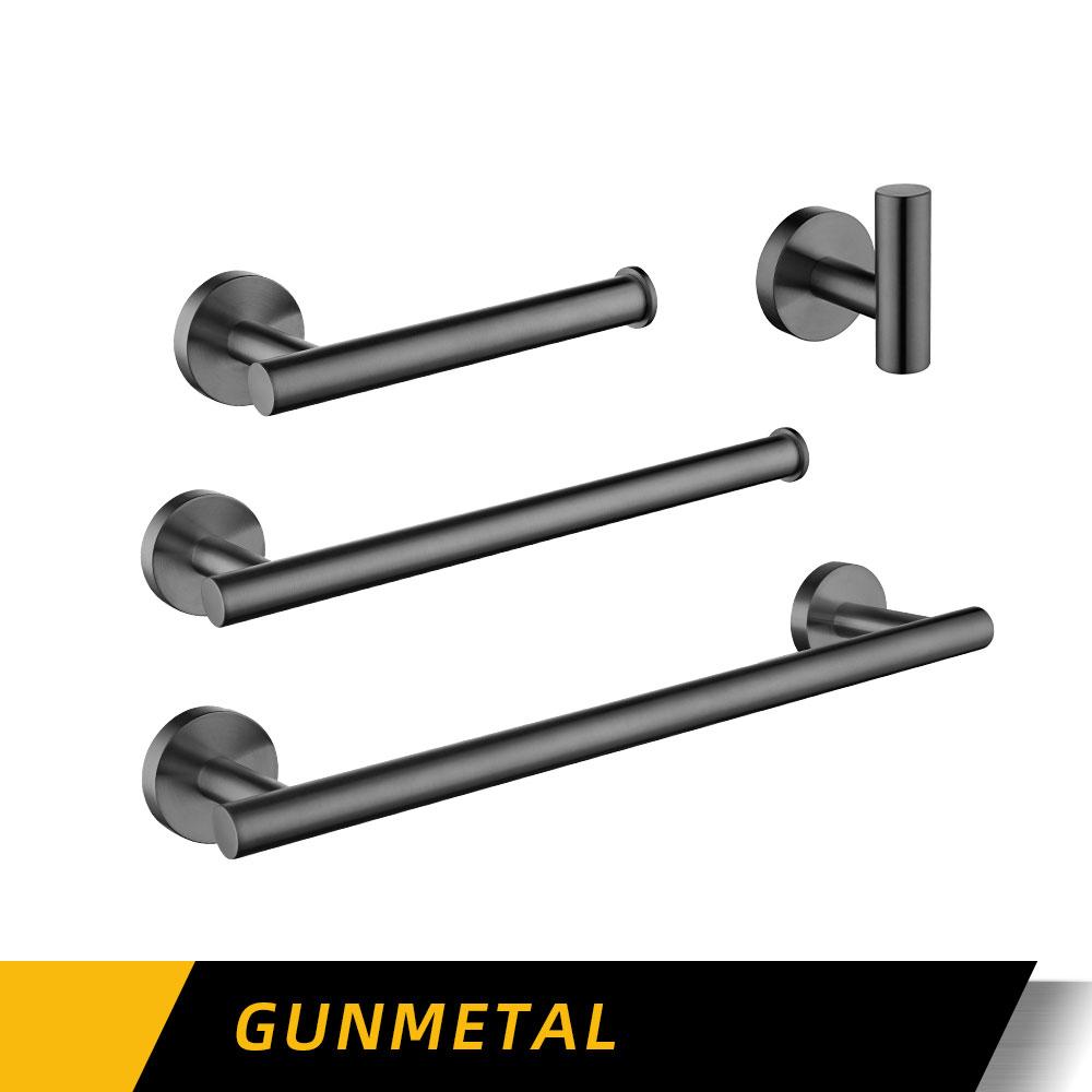 Gunmetal Towel Rack Set 60CM Single Towel Bar 304 Stainless Steel Towel Holder Hook Tissue Holder Bathroom Accession Never Rust
