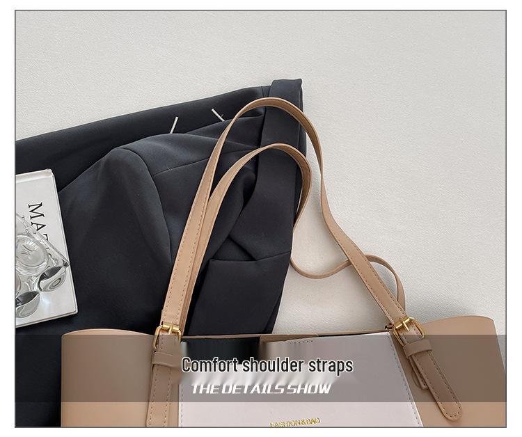 Korean Style Color Block Large Capacity Tote Bag - Women's Fashionable High-End Versatile Shoulder Bag