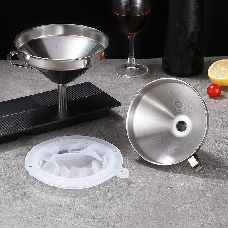 100/120/200/300/400/450 Mesh Nylon Filter Stainless Steel Funnel For Fruit Milk Traditional Chinese Medicine Oil White Wine