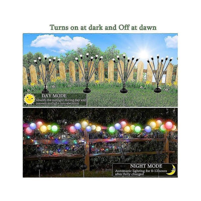 4pcs Solar Garden Lights Solar Swaying Light, Sway By Wind, Solar Outdoor Lights, 6led For Yard Patio Decor Colo Light