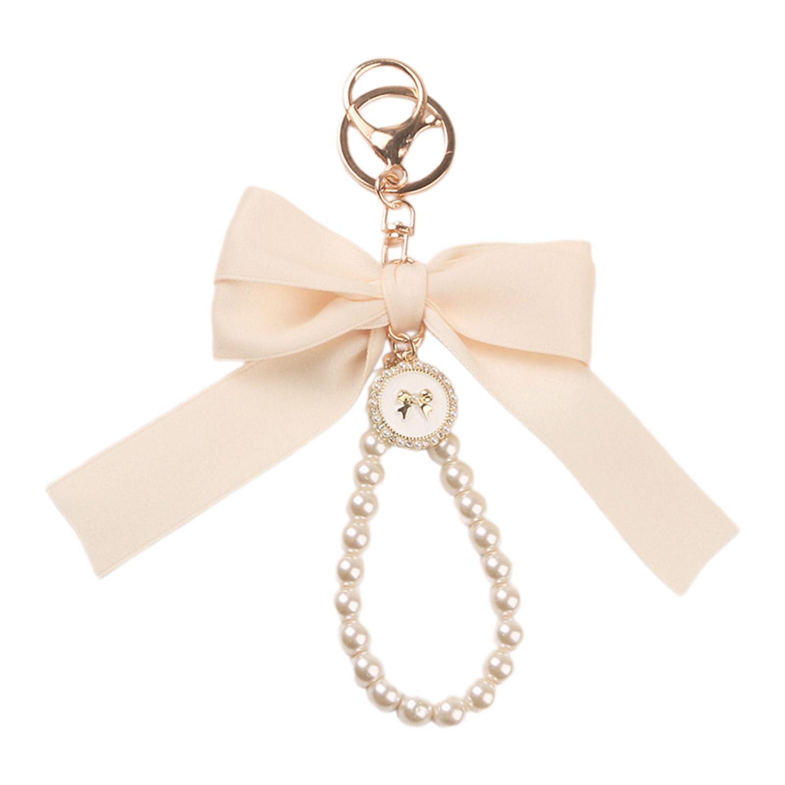 

Elegant Pearl Chain Keychain with Large Ribbon Bowknot Pendant Stylish Keychain for Women and Girls Bag Decoration 5