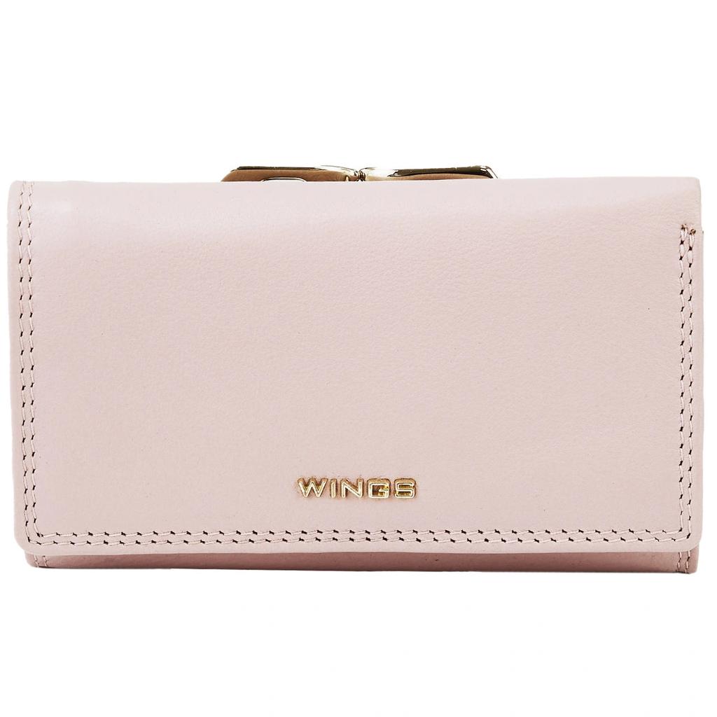 Women' Leather Wallet Wings with RFID Protection and a Roomy Interior in Pink