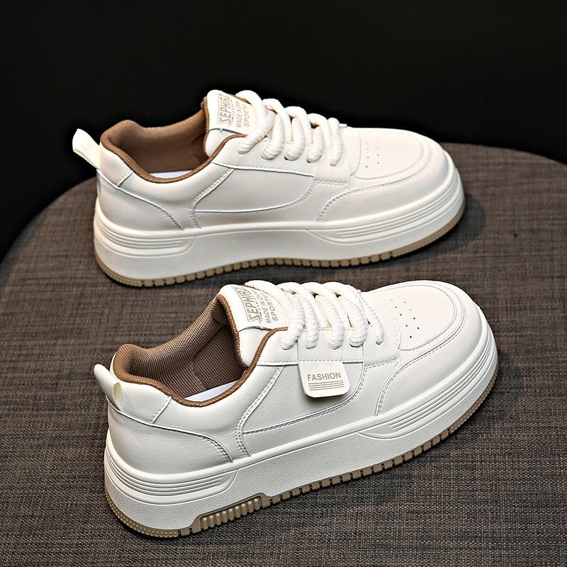 Leather Little White Shoes Women's Shoes Early Spring New Thick-soled Heightening Board Shoes Casual Shoes Women's Sports Shoes Single Shoes