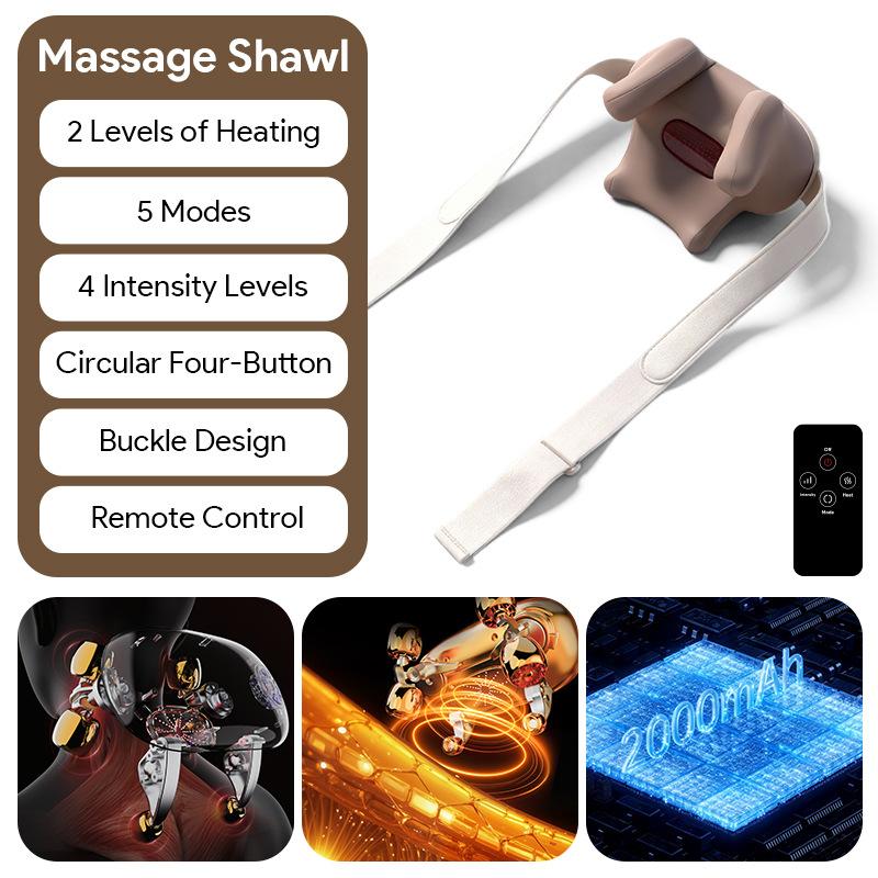 

Wireless Brushless Motor Neck And Shoulder Massager Kneading Back Massage Shawl Portable Relaxation Aid for Neck Shoulders белый