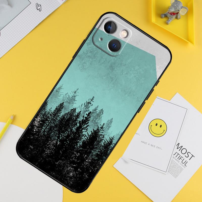 Forest Geometry Wood Nature Phone Case For iPhone 16 Pro Max 12 13 Mini 11 14 15 Pro Max XR 16 15 Plus 16e Back Cover