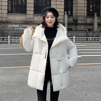 Modny zimowy ciepły bawełniany płaszcz damski z kapturem koreański styl casualowa damska kurtka
