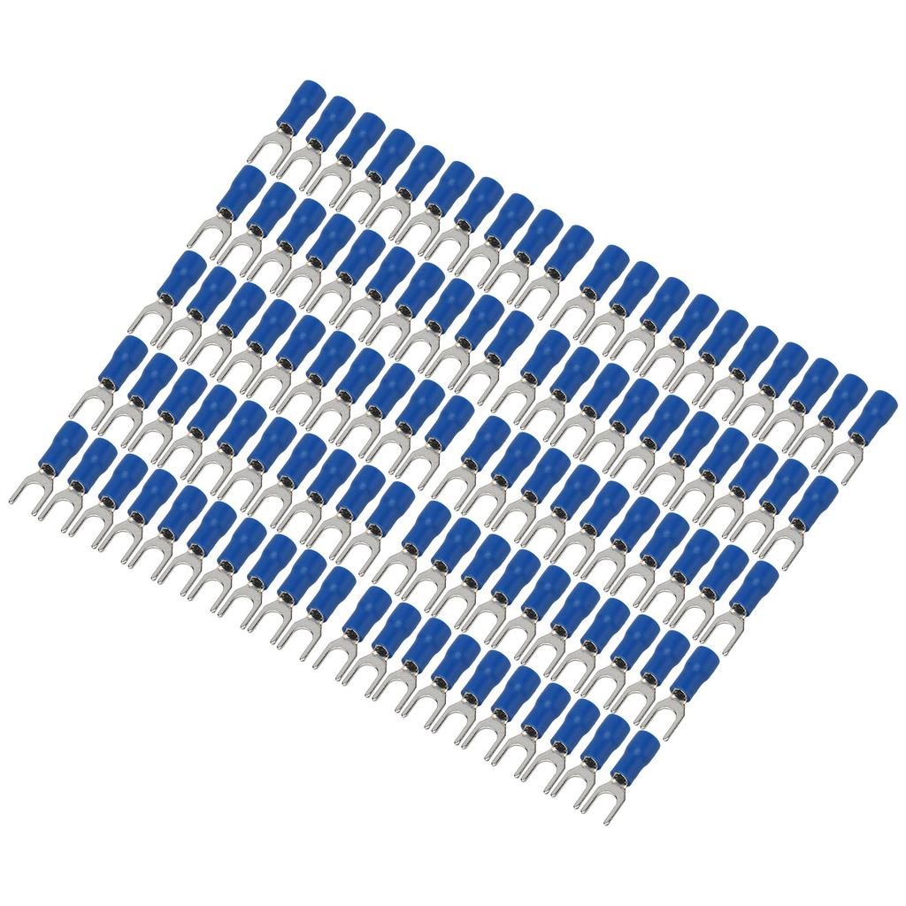 100 Stück Gabelverbinder Blau Stabile Leitfähigkeit 19A Sicher Isolierte Crimpanschlüsse Drahtanschluss für