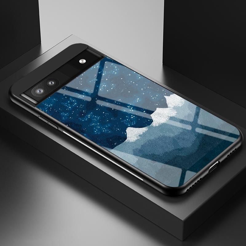 

Starry Sky Pattern Tempered Glass+PC+TPU Slim Light Phone Case for Google Pixel 6a A