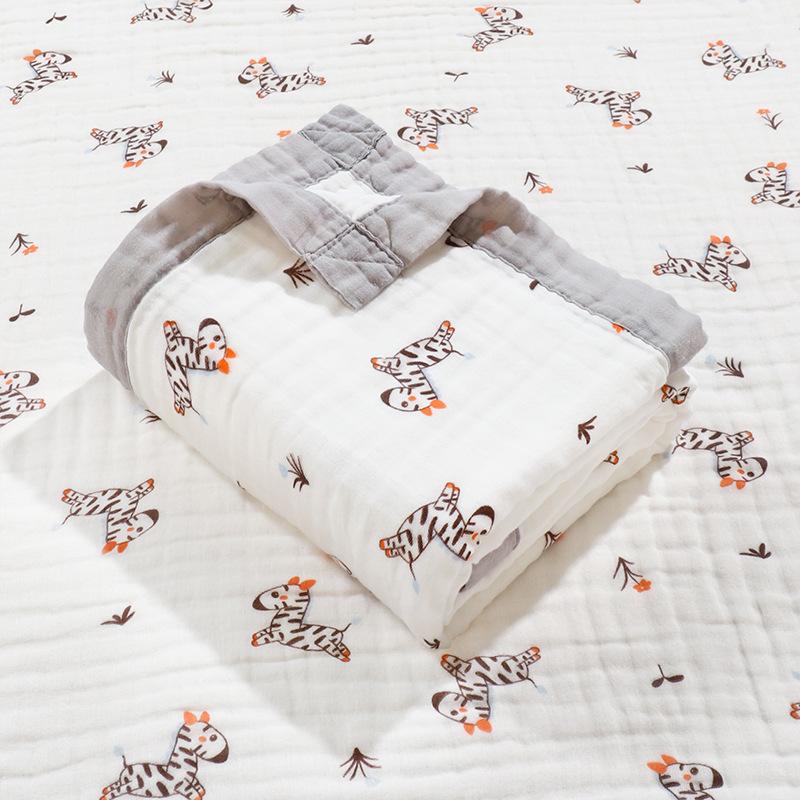 Couvertures pour bébé 6 couches 100% Coton Gaze Respirant Enveloppe pour nourrisson Couvertures d'emmaillotage douces absorbantes Serviette de bain pour bébé dessin animé (Zebra,110x110cm) zèbre