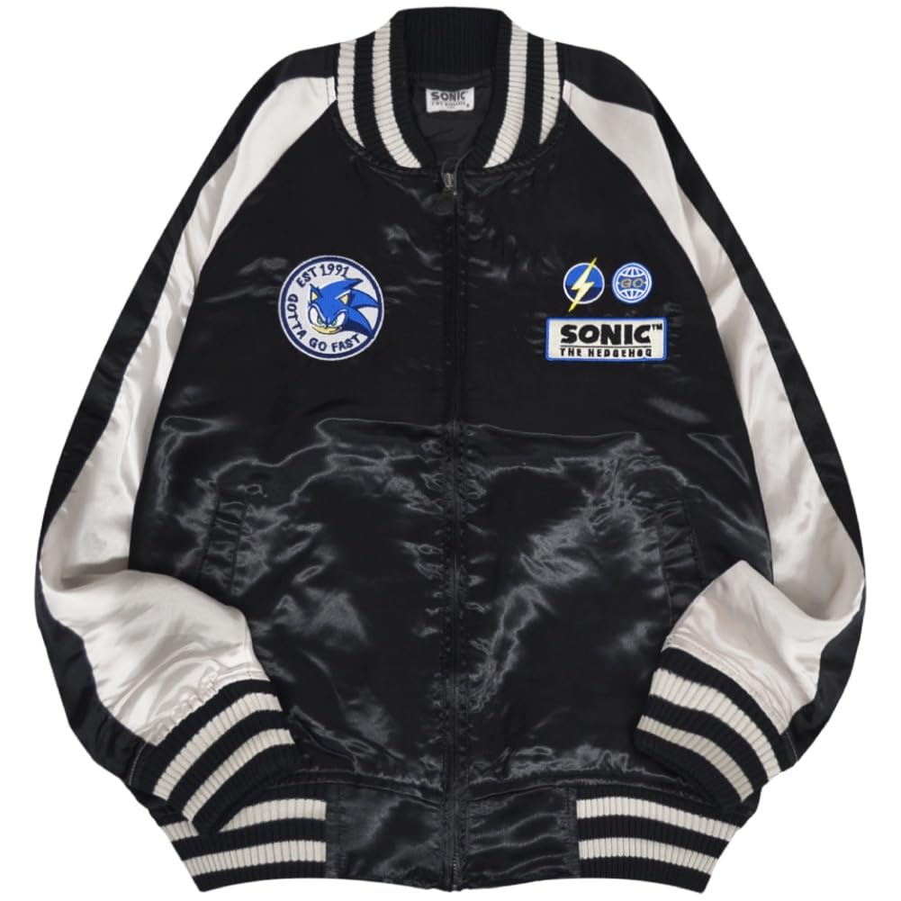 

[Ёсида Ю] Ёж Соник Сукаджан Игра Sega Верхняя одежда Вышивка (Черный x Серебристый, Размер M)