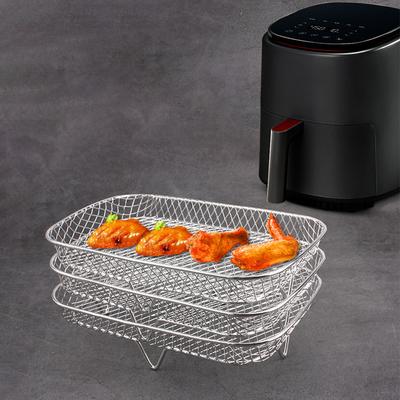 Air Fryer Rack Grilling Rack Stainless Steel Air Fryer Oven Grill Steamer 3 Layers Dehydrator Stand Air Fryer Accessories