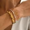 European & American Gold Stainless Steel Bracelet Set: Nail & Four-Leaf Clover Design